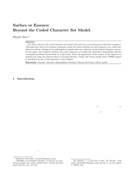 Surface Or Essence: Beyond the Coded Character Set Model