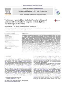 Evolutionary Events in Lilium (Including Nomocharis, Liliaceae