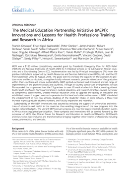 The Medical Education Partnership Initiative (MEPI): Innovations and Lessons for Health Professions Training and Research in Africa