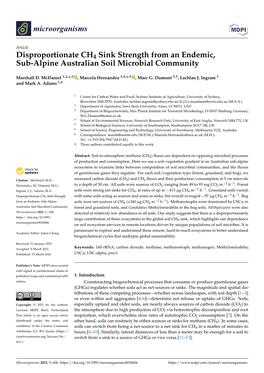 Disproportionate CH4 Sink Strength from an Endemic, Sub-Alpine Australian Soil Microbial Community