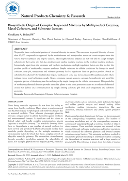 Biosynthetic Origin of Complex Terpenoid Mixtures by Multiproduct Enzymes, Metal Cofactors, and Substrate Isomers