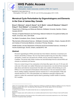 Menstrual Cycle Perturbation by Organohalogens and Elements in the Cree of James Bay, Canada