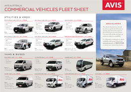 Avis Australia Commercial Vehicle Fleet and Location Guide