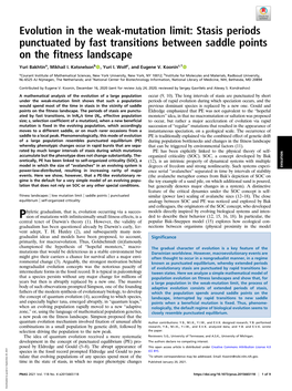 Evolution in the Weak-Mutation Limit: Stasis Periods Punctuated by Fast Transitions Between Saddle Points on the Fitness Landscape