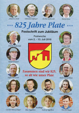 825Jahre Plate * * * Festschrift Zum Jubiläum Festwoche • Vom 2.-10