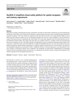 Navwell: a Simplified Virtual-Reality Platform for Spatial Navigation and Memory Experiments