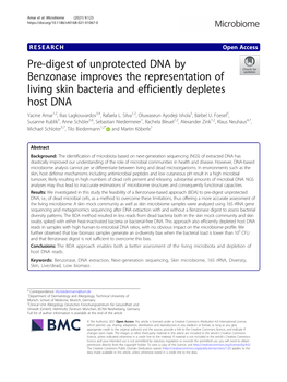 Pre-Digest of Unprotected DNA by Benzonase Improves the Representation of Living Skin Bacteria and Efficiently Depletes Host