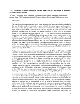 Measuring Economic Impact of Tourism Toward Poverty Alleviation in Indonesia: an Input Output Analysis 24Th IIOA Conference, Seoul