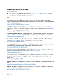 Journal Articles (2004 - Present) (As of June 23, 2020)