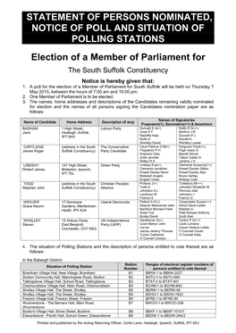 Statement of Persons Nominated & Notice of Poll & Situation of Polling