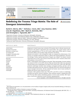 Redefining the Trauma Triage Matrix