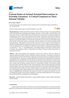 Current Status of Animal-Assisted Interventions in Scientific Literature: a Critical Comment on Their Internal Validity