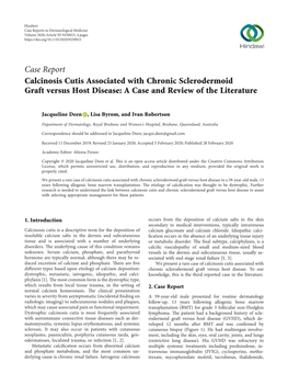 Case Report Calcinosis Cutis Associated with Chronic Sclerodermoid Graft Versus Host Disease: a Case and Review of the Literature