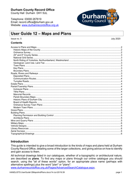 User Guide 12 : Maps and Plans