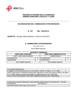 Regione Autonoma Della Sardegna Azienda Sanitaria Locale N