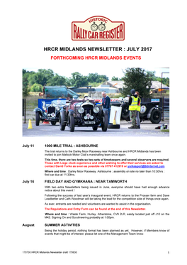 Hrcr Midlands Newsletter : July 2017