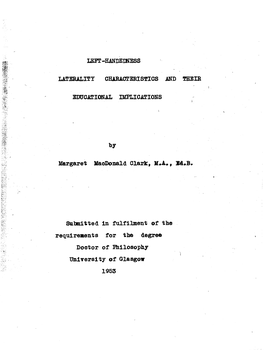 Left -Handedness Laterality Characteristics and Their