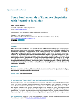 Some Fundamentals of Romance Linguistics with Regard to Sardinian
