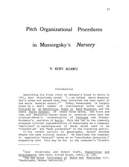 Pitch Organizational· Procedures in Mussorgsky's Nursery