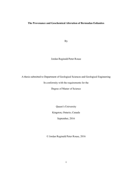 I the Provenance and Geochemical Alteration of Bermudan Eolianites