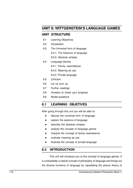 Unit 8: Wittgenstein's Language Games