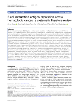 B-Cell Maturation Antigen Expression Across Hematologic Cancers: a Systematic Literature Review