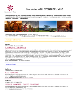 Newsletter - GLI EVENTI DEL VINO