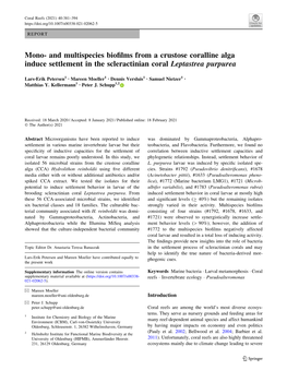 Mono- and Multispecies Biofilms from a Crustose Coralline Alga Induce