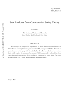 Star Products from Commutative String Theory