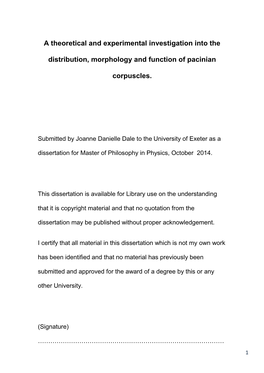 A Theoretical and Experimental Investigation Into the Distribution, Morphology and Function of Pacinian Corpuscles
