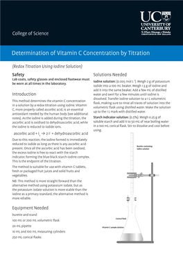 Determination of Vitamin C Concentration by Titration