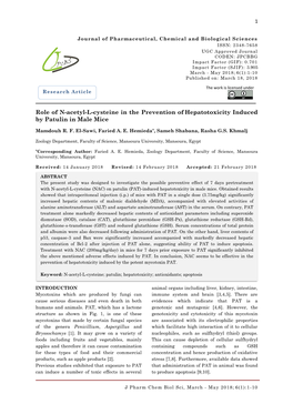 Role of N-Acetyl-L-Cysteine in the Prevention of Hepatotoxicity Induced by Patulin in Male Mice