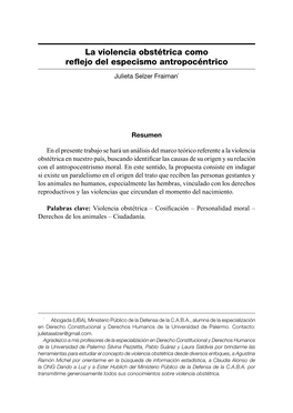 La Violencia Obstétrica Como Reflejo Del Especismo Antropocéntrico