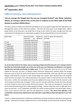 A Note from WIO on the Rengali Dam and Flood Management