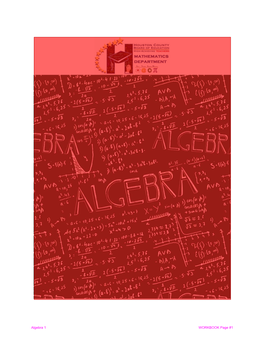 Algebra 1 WORKBOOK Page #1