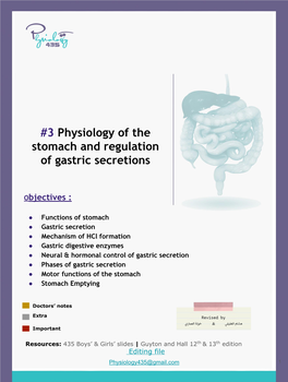 3 Physiology of the Stomach and Regulation of Gastric Secretions