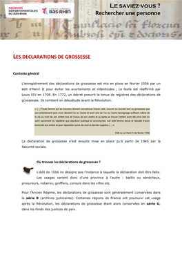 Les Declarations De Grossesse