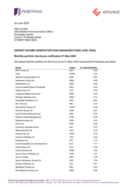 26 June 2020 ASX Limited ASX Market Announcements Office