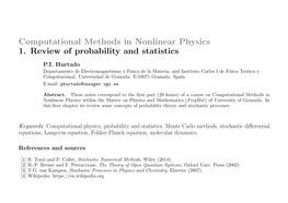 Computational Methods in Nonlinear Physics 1. Review of Probability and Statistics