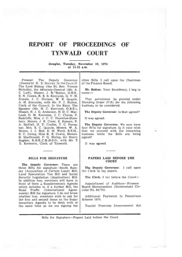 Report of Proceedings of Tynwald Court