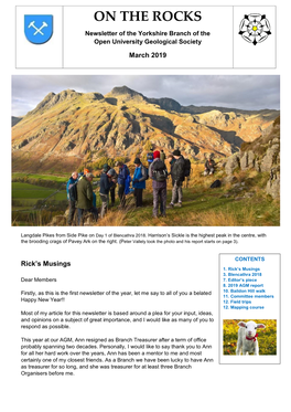 Newsletter of the Yorkshire Branch of the Open University Geological Society March 2019