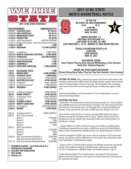 2011-12 Nc State Men's Basketball Notes