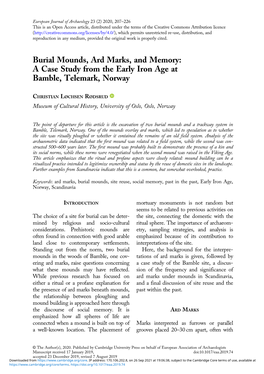 Burial Mounds, Ard Marks, and Memory: a Case Study from the Early Iron Age at Bamble, Telemark, Norway