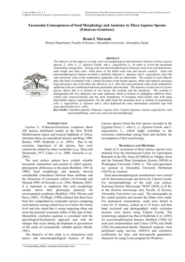 Taxonomic Consequences of Seed Morphology and Anatomy in Three Lupinus Species (Fabaceae-Genisteae)