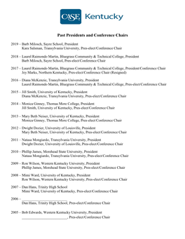 Past Presidents and Conference Chairs