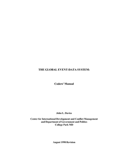 THE GLOBAL EVENT-DATA SYSTEM: Coders' Manual