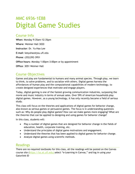 Digital Game Studies