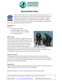 Rescue Diver Class