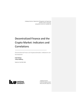 Decentralized Finance and the Crypto Market: Indicators and Correlations