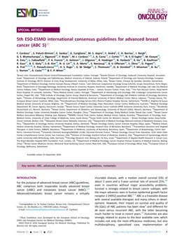 5Th ESO-ESMO International Consensus Guidelines for Advanced Breast Cancer (ABC 5)5
